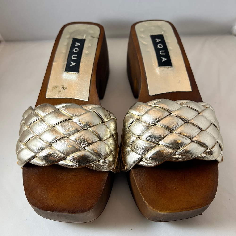 Aqua by Bloomingdales Boho Platform Sandal Color: Gold; Size: 7